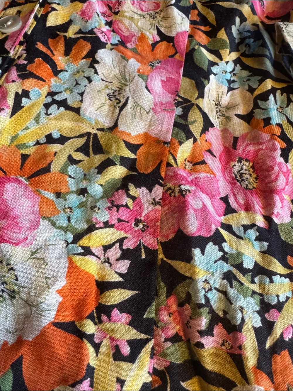 Vintage 90s Talbots 100% Linen Floral Button-Up Shirt | Cottagecore Boho | Size - Picture 4 of 6